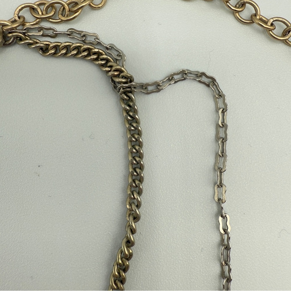 Gold Triangle Pendant Two-Tone Chain Necklace - Picture 9 of 10